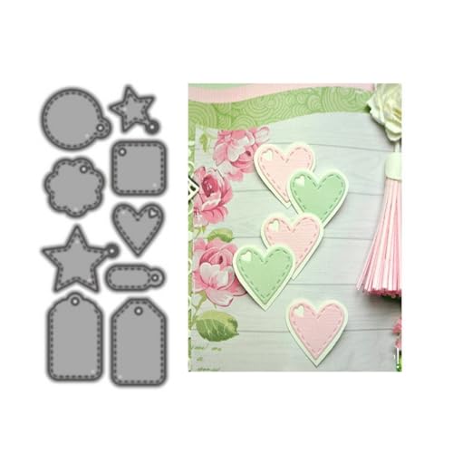 Qoiseys Kleine Etiketten, Metall-Stanzformen für Kartenherstellung, Stanzschablonen für DIY, Scrapbooking, Fotoalbum, dekoratives Papier, Basteln, Prägung Qoiseys Kleine Etiketten, Metall-Stanzformen für Kartenherstellung, Stanzschablonen für DIY, Scrapbooking, Fotoalbum, dekoratives Papier, Basteln, Prägung von Qoiseys