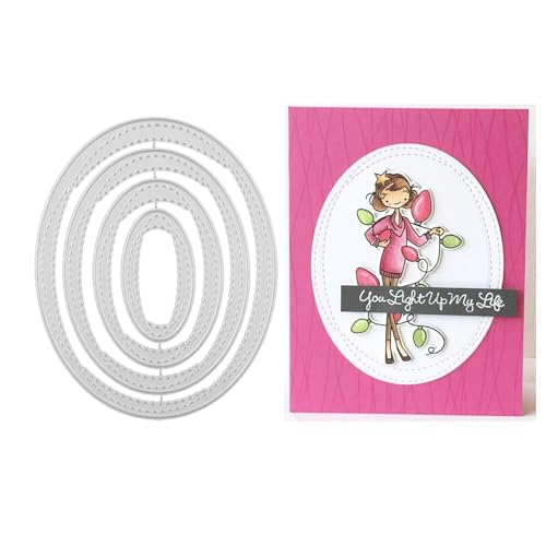 Qoiseys Metall-Stanzformen für Kartenherstellung, ovaler Rahmen, Schablonen für Bastelarbeiten, Scrapbooking, Fotoalbum, dekoratives Papier, Basteln, Prägung, 4 Stück Qoiseys Metall-Stanzformen für Kartenherstellung, ovaler Rahmen, Schablonen für Bastelarbeiten, Scrapbooking, Fotoalbum, dekoratives Papier, Basteln, Prägung, 4 Stück von Qoiseys