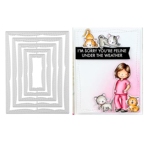 Qoiseys Metall-Stanzformen für Kartenherstellung, rechteckige Bordüren, Schablonen für Bastelarbeiten, Scrapbooking, Fotoalbum, dekoratives Papier, Basteln, Prägung, 5 Stück Qoiseys Metall-Stanzformen für Kartenherstellung, rechteckige Bordüren, Schablonen für Bastelarbeiten, Scrapbooking, Fotoalbum, dekoratives Papier, Basteln, Prägung, 5 Stück von Qoiseys