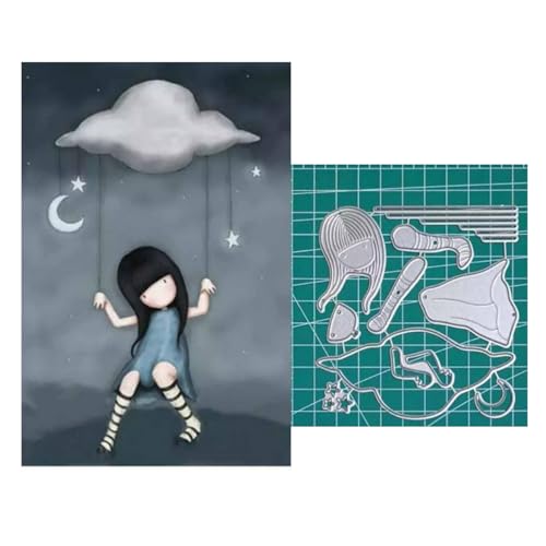 Qoiseys Metall-Stanzformen für Mädchen, zur Kartenherstellung, Stanzschablonen für DIY, Scrapbooking, Fotoalbum, dekoratives Papierbasteln, Prägung (04) von Qoiseys