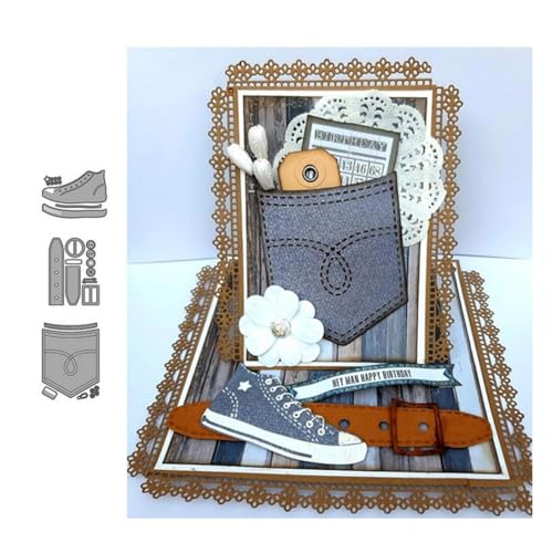 Qoiseys Metall-Stanzformen für Schuhe, Gürtel, Geldbörsen, für Kartenherstellung, Stanzschablonen für DIY, Scrapbooking, Fotoalbum, dekoratives Papier, Basteln, Prägung, 3 Stück von Qoiseys