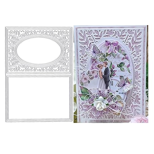 Qoiseys Metall-Stanzformen mit ovalem Rahmen für Kartenherstellung, Stanzschablonen für DIY, Scrapbooking, Fotoalbum, dekoratives Papier, Basteln, Prägeschablone von Qoiseys