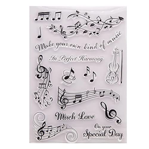 Qoiseys Music Score Clear Stamps for Card Making, Clear Rubber Stamps for DIY Scrapbooking Photo Album Seal Stamps Embossing Album Decor Craft von Qoiseys