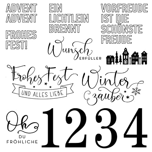 Qoiseys "OH DU FRöHLICHE"Stempel,Silikonstempel sprüche deutsch, Silikon Clear Stamps für DIY Scrapbooking Fotoalbum Dekoratives Papier von Qoiseys