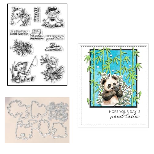 Qoiseys Panda Bambus-Stempel und Stanzformen-Sets für Kartenherstellung, Stanzschablonen für DIY, Scrapbooking, Fotoalbum, dekoratives Papier, Basteln, Prägeschablone Qoiseys Panda Bambus-Stempel und Stanzformen-Sets für Kartenherstellung, Stanzschablonen für DIY, Scrapbooking, Fotoalbum, dekoratives Papier, Basteln, Prägeschablone von Qoiseys