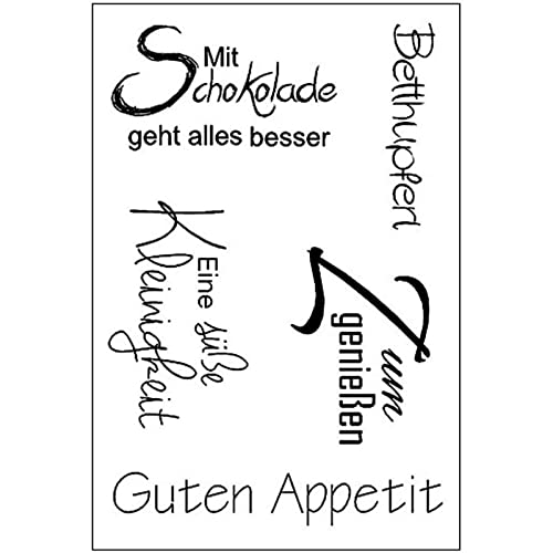 Qoiseys Stempel,"Guten Appetit" Silikonstempel sprüche deutsch, stempel silikon sprüche für DIY Scrapbooking Fotoalbum Dekoratives Papier Basteln Prägeschablone von Qoiseys