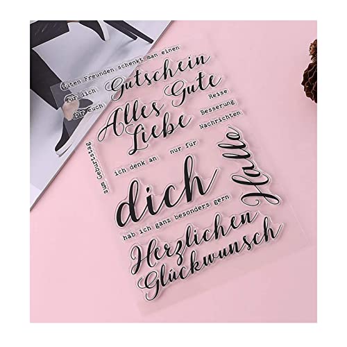 Qoiseys Stempel,Silikonstempel sprüche deutsch, Silikon Clear Stamps für DIY Scrapbooking Fotoalbum Dekoratives Papier Basteln Prägeschablone (03) von Qoiseys