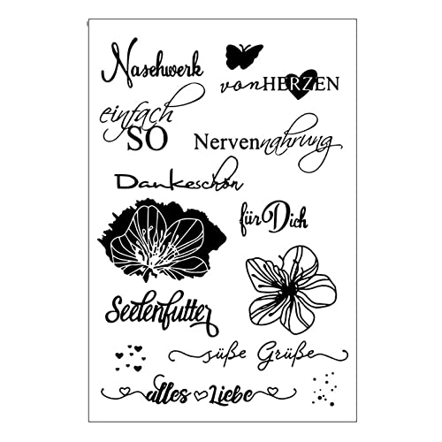 Qoiseys Stempel,Silikonstempel sprüche deutsch, Silikon Clear Stamps für DIY Scrapbooking Fotoalbum Dekoratives Papier Basteln Prägeschablone (07) von Qoiseys