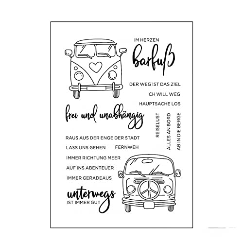 Qoiseys Stempel,frei und unabhängig Silikonstempel sprüche deutsch, Silikon Clear Stamps für DIY Scrapbooking Fotoalbum Dekoratives Papier Basteln Prägeschablone von Qoiseys