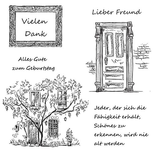 Qoiseys"Vielen Dank" Stempel,Silikonstempel sprüche deutsch, Silikon Clear Stamps für DIY Scrapbooking Fotoalbum Dekoratives Papier Basteln Prägeschablone von Qoiseys