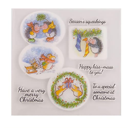 Qoiseys Weihnachts-Igel, transparente Stempel für Kartenherstellung, Gummistempel für DIY Scrapbooking Fotoalbum Prägepapier Basteln Dekor von Qoiseys