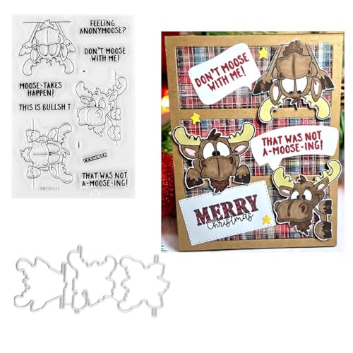 Qoiseys Weihnachts-Rentier transparente Stempel und Stanzformen Sets für Kartenherstellung, Stanzschablonen für DIY, Scrapbooking, Fotoalbum, dekoratives Papier, Basteln, Prägeschablone Qoiseys Weihnachts-Rentier transparente Stempel und Stanzformen Sets für Kartenherstellung, Stanzschablonen für DIY, Scrapbooking, Fotoalbum, dekoratives Papier, Basteln, Prägeschablone von Qoiseys