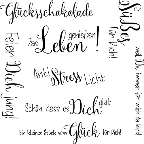 Qoiseys deutsch Stempel,Silikonstempel sprüche deutsch, Silikon Clear Stamps für DIY Scrapbooking Fotoalbum Dekoratives Papier Basteln Prägeschablone (07) von Qoiseys