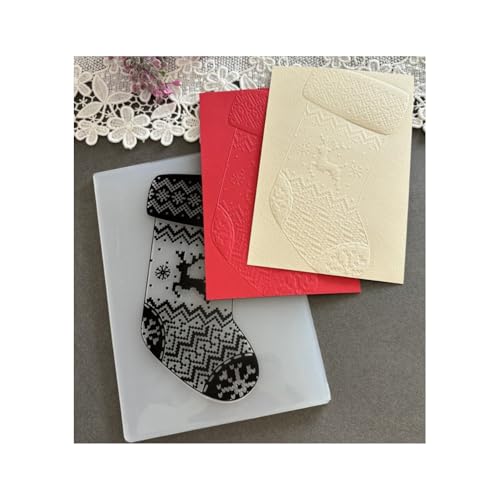 Weihnachtsstrümpfe, Schneeflocke, 3D-strukturierte Prägeschablone für Kartenherstellung, Pfauenbienen, Papierbasteln, Impressionen, Vorlage für Scrapbooking (12,7 x 17,8 cm) (05) von Qoiseys