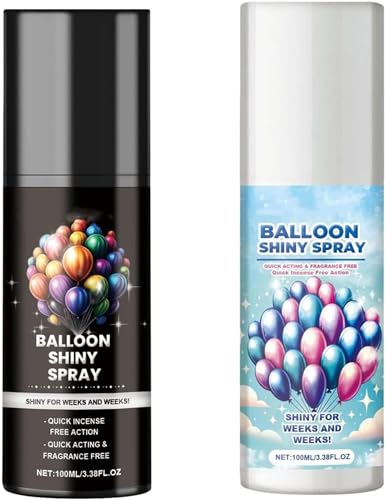 Ballonglanz-Spray, Ballon-Hochglanz-Spray für Latexballons, Ballon-Glüh-Spray, langanhaltende Wirkung, verbessern Party-Dekoration, schnell trocknende Ballonglanz-Lösung (gemischt-2 Stück) von Qoobom