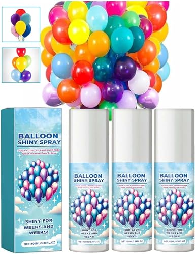 Ballonglanz-Spray, Ballon-Hochglanz-Spray für Latexballons, Ballon-Glühspray, langanhaltende Wirkung, verbessern Party-Dekoration, schnell trocknende Ballonglanz-Lösung (Blau-3 Stück) von Qoobom