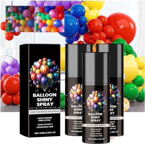 Ballonglanz-Spray, Ballon-Hochglanz-Spray für Latexballons, Ballon-Glühspray, langanhaltende Wirkung, verbessern Party-Dekoration, schnell trocknende Ballonglanz-Lösung (Schwarz, 3 Stück) von Qoobom