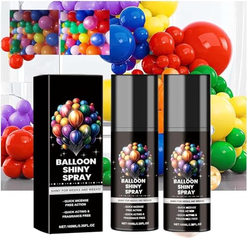 Ballonglanz-Spray, Ballon-Hochglanz-Spray für Latexballons, Ballon-Glühspray, langanhaltende Wirkung, verbessern Party-Dekoration, schnell trocknende Ballonglanz-Lösung (Schwarz-2 Stück) von Qoobom