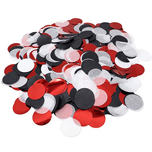 QOOLBUY Runde Papier-Tischkonfetti-Punkte, Papier-Konfetti-Kreise, Party-Glitzer-Konfetti für Hochzeit, Braut, Geburtstag, Party, Dekoration, 2,5 cm, Schwarz und Rot von Qoolbuy