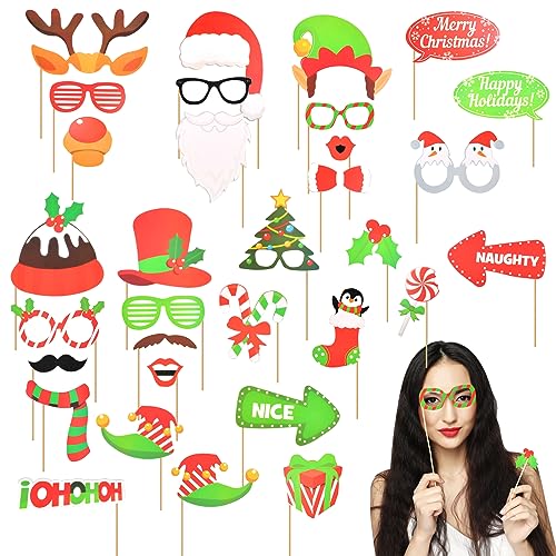 32 Stück Weihnachten Fotorequisiten, Weihnachten Photo Requisiten, Weihnachtsfeier Fotorequisiten, Xmas Party Photo Supplies, Photo Booth Selfie Requisiten Set, Weihnachten Photo Requisiten 32 Stück Weihnachten Fotorequisiten, Weihnachten Photo Requisiten, Weihnachtsfeier Fotorequisiten, Xmas Party Photo Supplies, Photo Booth Selfie Requisiten Set, Weihnachten Photo Requisiten von Qooloo