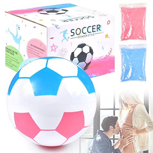 Gender Reveal Fussball mit Pulver, Gender Reveal Fußball Baby Shower Mädchen oder Jungen, Gender Reveal Party Spiele, Blau oder Rosa Pulver für Jungen oder Mädchen von Qooloo