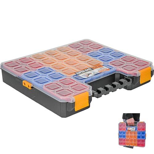 CUBE-400 Sortimentskoffer 414x328x62 mm – Große Kleinteile Organizer mit variabler Facheinteilung – Stapelbare Sortierbox mit durchsichtigem Deckel – Für Schrauben & Zubehör CUBE-400 Sortimentskoffer 414x328x62 mm – Große Kleinteile Organizer mit variabler Facheinteilung – Stapelbare Sortierbox mit durchsichtigem Deckel – Für Schrauben & Zubehör von Qooltex