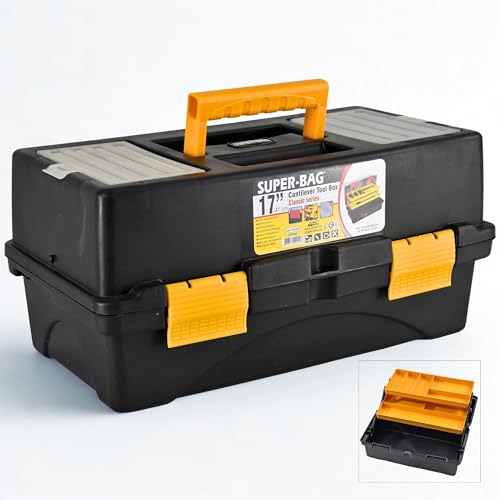 Werkzeugkoffer - Angelkoffer leer 17" – Faltbar & klappbar 2 Ebenen – Organizer & Sortierbox für Kleinteile – Angelbox/Aufbewahrungsbox – für Dübeln, Nägel, Angelzubehör Werkzeugkoffer - Angelkoffer leer 17" – Faltbar & klappbar 2 Ebenen – Organizer & Sortierbox für Kleinteile – Angelbox/Aufbewahrungsbox – für Dübeln, Nägel, Angelzubehör von Qooltex