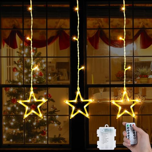 Qoosea Curtain Fensterdeko Weihnachten mit 3 Sterne 39LED Weihnachtsvorhang Lichter 8 Modi Lichtervorhang Weihnachten Sterne Lichterkette Weihnachtsdeko Innen Außen Fenster Lichterkette Qoosea Curtain Fensterdeko Weihnachten mit 3 Sterne 39LED Weihnachtsvorhang Lichter 8 Modi Lichtervorhang Weihnachten Sterne Lichterkette Weihnachtsdeko Innen Außen Fenster Lichterkette von Qoosea