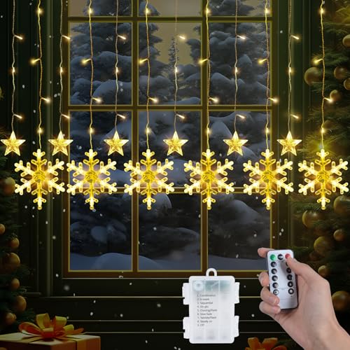 Qoosea Curtain Fensterdeko mit 6 Sterne 6 Schneeflocken 126LED Weihnachtsvorhang Lichter 8 Modi Lichtervorhang Weihnachten Weihnachtsdeko Innen Außen Fenster Lichterkette Christmas Decor Qoosea Curtain Fensterdeko mit 6 Sterne 6 Schneeflocken 126LED Weihnachtsvorhang Lichter 8 Modi Lichtervorhang Weihnachten Weihnachtsdeko Innen Außen Fenster Lichterkette Christmas Decor von Qoosea
