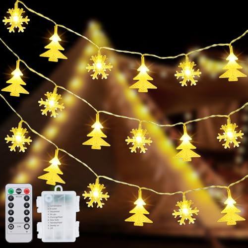 Qoosea Lichterkette Innen mit Schneeflocke Weihnachtsbaum 40LED Feen Lichter Batterie Wasserdicht 8 Modi LED Lichterkette Außen Weihnachten Lichterkette mit Fernbedienung für Weihnachtsgarten Patio Qoosea Lichterkette Innen mit Schneeflocke Weihnachtsbaum 40LED Feen Lichter Batterie Wasserdicht 8 Modi LED Lichterkette Außen Weihnachten Lichterkette mit Fernbedienung für Weihnachtsgarten Patio von Qoosea