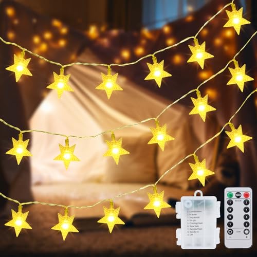 Qoosea Lichterkette Innen mit Stern 40LED Feen Lichter Batterie Wasserdicht 8 Modi LED Lichterkette Außen Weihnachten Lichterkette mit Fernbedienung für Weihnachtsgarten Patio Zaun Yard Decor Qoosea Lichterkette Innen mit Stern 40LED Feen Lichter Batterie Wasserdicht 8 Modi LED Lichterkette Außen Weihnachten Lichterkette mit Fernbedienung für Weihnachtsgarten Patio Zaun Yard Decor von Qoosea