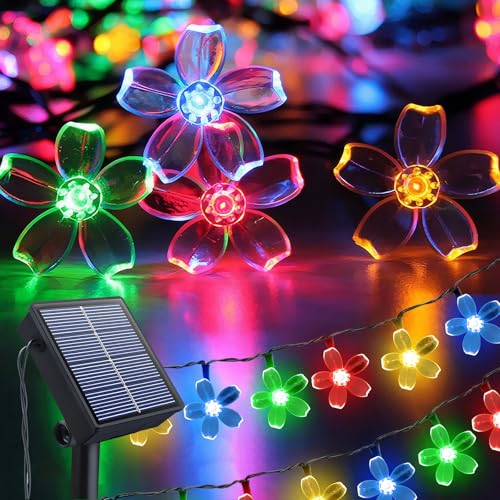 Qoosea Solar Lichterkette Aussen, 14m 120 LEDs Kirschblüten Lichterketten Wasserdichte, 8 Modi Solarlichterkette Außen für Garten, Balkon Deko Bäume Terrasse Weihnachten Hochzeiten Partys- Colorful Qoosea Solar Lichterkette Aussen, 14m 120 LEDs Kirschblüten Lichterketten Wasserdichte, 8 Modi Solarlichterkette Außen für Garten, Balkon Deko Bäume Terrasse Weihnachten Hochzeiten Partys- Colorful von Qoosea