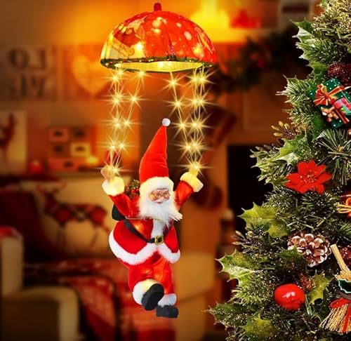 Qoosea Weihnachtsmann Fallschirm Lichterkette- Warmweiß mit Fernbedienung, Timer, Dimmbar, Wasserdicht für Weihnachtsbaum, Fenster, Außen & Innen Deko Qoosea Weihnachtsmann Fallschirm Lichterkette- Warmweiß mit Fernbedienung, Timer, Dimmbar, Wasserdicht für Weihnachtsbaum, Fenster, Außen & Innen Deko von Qoosea
