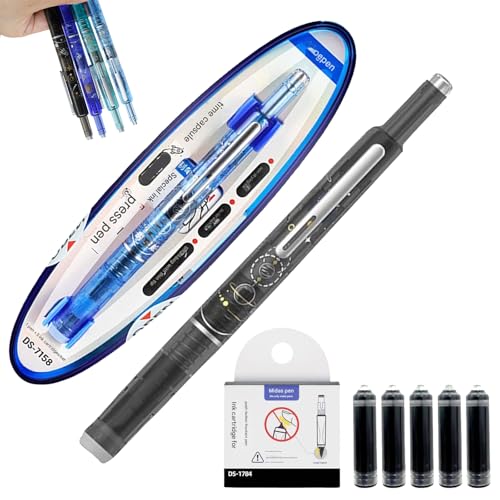 Protectivemethod Füllfederhalter, einziehbar, 0,38 mm, blaue und schwarze Tinte, transparenter Schaft, inklusive 5 nachfüllbaren Tintenpatronen für gleichmäßiges Schreiben, kein Auslaufen (Blau-B) Protectivemethod Füllfederhalter, einziehbar, 0,38 mm, blaue und schwarze Tinte, transparenter Schaft, inklusive 5 nachfüllbaren Tintenpatronen für gleichmäßiges Schreiben, kein Auslaufen (Blau-B) von Qosneoun