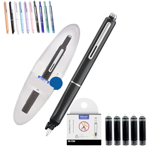 Protectivemethod Füllfederhalter, einziehbar, 0,38 mm, blaue und schwarze Tinte, transparenter Schaft, inklusive 5 nachfüllbaren Tintenpatronen für gleichmäßiges Schreiben, kein Auslaufen (Blau-E) Protectivemethod Füllfederhalter, einziehbar, 0,38 mm, blaue und schwarze Tinte, transparenter Schaft, inklusive 5 nachfüllbaren Tintenpatronen für gleichmäßiges Schreiben, kein Auslaufen (Blau-E) von Qosneoun