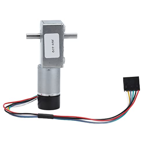Qotolite JGY‑370 Gleichstrom-Getriebemotor, Getriebemotor mit Encoder, zweiachsige 14-mm-Abtriebswelle, Gleichstrom, 24 V (23RPM) von Qotolite