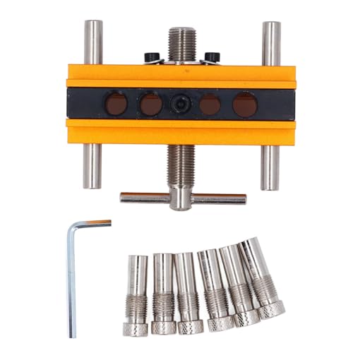 Qotolith einstellbare Doweling -Jig, 6 mm 12 -mm -Bohrer, Aluminiumlegierung, austauschbare Gehäuse, genaue Ausrichtung, für Holzbearbeitungsbegeisterte (Gold) von Qotolite