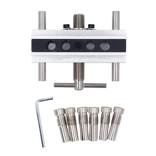 Qotolith einstellbare Doweling -Jig, 6 mm 12 -mm -Bohrer, Aluminiumlegierung, austauschbare Gehäuse, genaue Ausrichtung, für Holzbearbeitungsbegeisterte (Silver) von Qotolite