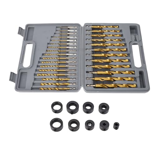 Twist Bohrbit Set HSS Ti beschichtete Aufprallbits mit Grenzringen 1/4 Zoll Sechskant Shank Holzmetallplastik Twist Bohrbit Set HSS Ti beschichtete Aufprallbits mit Grenzringen 1/4 Zoll Sechskant Shank Holzmetallplastik von Qotolite