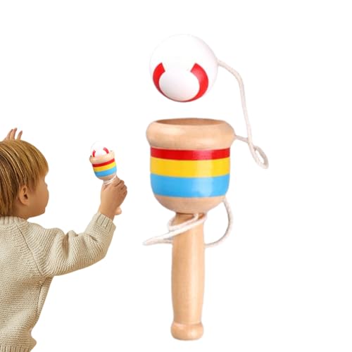 Qoukonao Holz - Und Fangball,Sensorisches Lernspiel - Feinmotorik Spielzeug Für Mädchen Kinder Geburtstag Ostern Park Picknick Spielplatz von Qoukonao