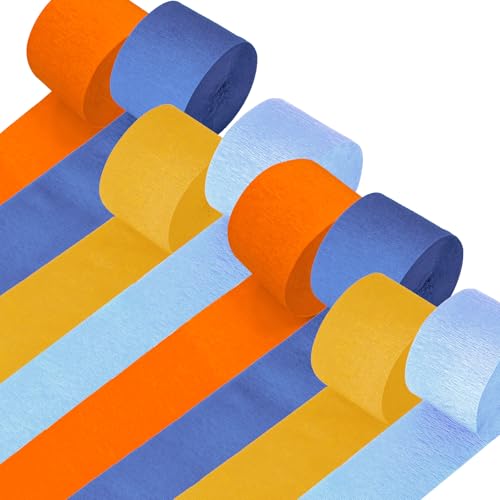 Krepppapier-Luftschlangen in Blau und Orange, 8 Rollen, blaue Geburtstagsparty-Dekorationen, Drachen-Party, Luftschlangen, Abschlussdekoration Krepppapier-Luftschlangen in Blau und Orange, 8 Rollen, blaue Geburtstagsparty-Dekorationen, Drachen-Party, Luftschlangen, Abschlussdekoration von Qouui