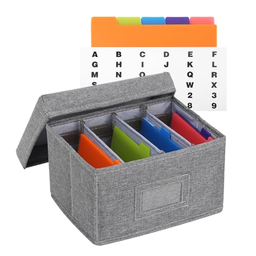 Qozary Karteikartenhalter 10 x 15 cm – Karteikartenbox mit Trennwänden, Karteikarten-Organizer, faltbarer Karteikartenhalter, 1000+ Karten Kapazität Box mit Deckel von Qozary