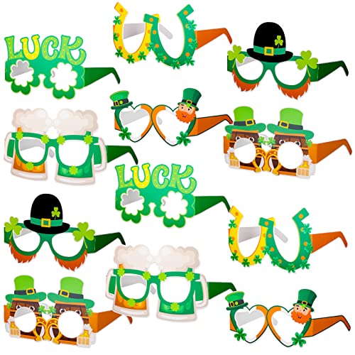 Qpout 12 Stücke St. Patrick's Day Brillen, Luck Shamrock Dekoration Brillenrahmen,St. Patrick's Day Party Kostüm Zubehör für Kinder Erwachsene Qpout 12 Stücke St. Patrick's Day Brillen, Luck Shamrock Dekoration Brillenrahmen,St. Patrick's Day Party Kostüm Zubehör für Kinder Erwachsene von Qpout