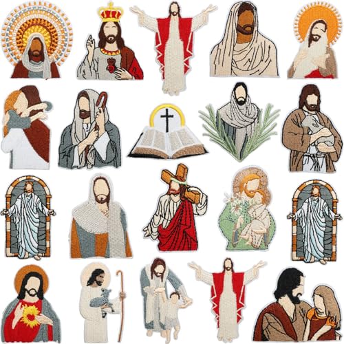 Qpout 20 Stück Jesus Flicken zum Aufbügeln für Kleidung Mütze Jacke Rucksack Hemd, Christliche Patches zum Aufbügeln, Aufnäher Kinder Erwachsene, Bügelbilder für Textilien Qpout 20 Stück Jesus Flicken zum Aufbügeln für Kleidung Mütze Jacke Rucksack Hemd, Christliche Patches zum Aufbügeln, Aufnäher Kinder Erwachsene, Bügelbilder für Textilien von Qpout