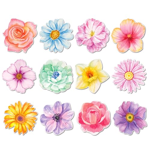 Qpout 24 Packungen Blumen Haftnotizen, süße Mini-Notizblöcke mit Frühlingsblumenmotiv, selbstklebend, Blumen-Partygeschenke für Kinder Mädchen und Frauen, Kawaii-Haftnotizen für Büro und Schule von Qpout