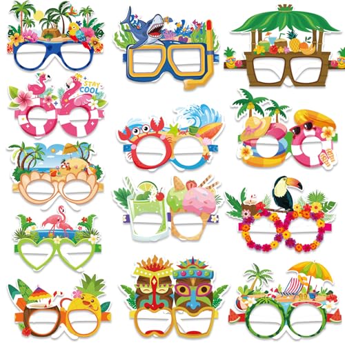 Qpout 26pcs Luau Party Dekorationen Brille, lustige hawaiianische Papierbrille tropische Kostüm Requisiten Brillenrahmen für Sommer Strand Hawaii Urlaub Party thematische Gefälligkeiten Qpout 26pcs Luau Party Dekorationen Brille, lustige hawaiianische Papierbrille tropische Kostüm Requisiten Brillenrahmen für Sommer Strand Hawaii Urlaub Party thematische Gefälligkeiten von Qpout