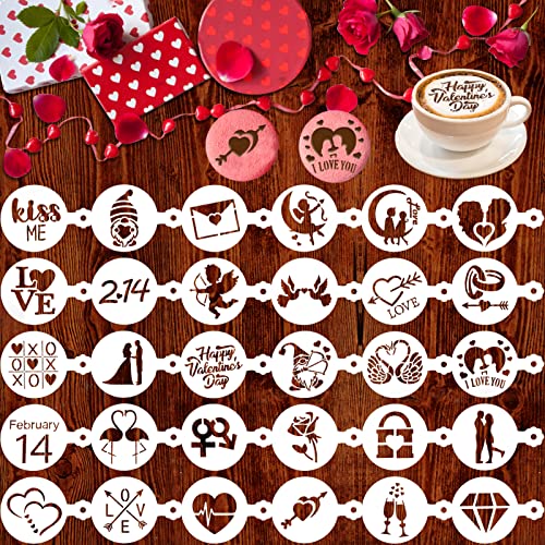 Qpout 30pcs Valentinstag Kaffee Schablonen, 2.14 Valentinstag Schablonen für Cappuccino Latte Kuchen Fondant Dessert Keks Dekoration Prägeform, Valentinstag Hochzeitstag Party Küche Backvorlagen Qpout 30pcs Valentinstag Kaffee Schablonen, 2.14 Valentinstag Schablonen für Cappuccino Latte Kuchen Fondant Dessert Keks Dekoration Prägeform, Valentinstag Hochzeitstag Party Küche Backvorlagen von Qpout