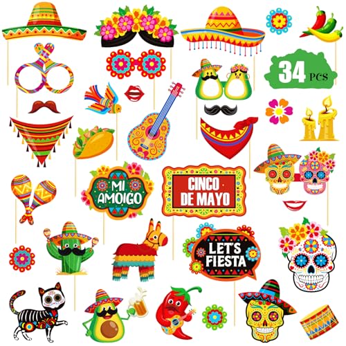 Qpout 34 STÜCKE Mexiko Fiesta Fotorequisite Mexikanischer Karneval Party Dekorationszubehör für den 1. Mai Selfie Partyzubehör Fiesta Fotodekoration Mexikanische Themenparty Qpout 34 STÜCKE Mexiko Fiesta Fotorequisite Mexikanischer Karneval Party Dekorationszubehör für den 1. Mai Selfie Partyzubehör Fiesta Fotodekoration Mexikanische Themenparty von Qpout