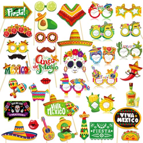 Qpout 38PCS Mexikanische Fiesta Fotokabine Requisiten, Cinco de Mayo Karneval Party Selfie Requisiten Zubehör für den Maifeiertag Mexiko Thema Party Dekoration begünstigt Vorräte Qpout 38PCS Mexikanische Fiesta Fotokabine Requisiten, Cinco de Mayo Karneval Party Selfie Requisiten Zubehör für den Maifeiertag Mexiko Thema Party Dekoration begünstigt Vorräte von Qpout