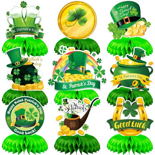 Qpout 9 Stück St.Patrick's Day Tischdekorationen, St.Patrick's Day Tafelaufsätze, St.Patrick's Day-Mittelstücken, Goldmünzen Kleeblätter vierblättriges Kleeblatt Kobolde Hut Stiefel Qpout 9 Stück St.Patrick's Day Tischdekorationen, St.Patrick's Day Tafelaufsätze, St.Patrick's Day-Mittelstücken, Goldmünzen Kleeblätter vierblättriges Kleeblatt Kobolde Hut Stiefel von Qpout